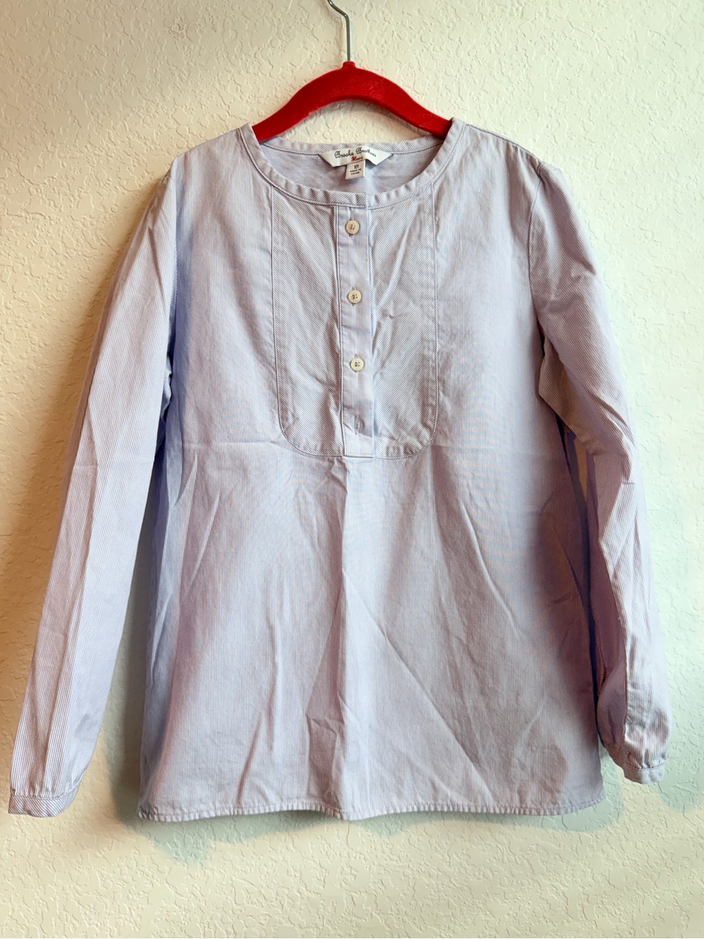 Girls Striped Lavender Long-Sleeve Cotton Henley